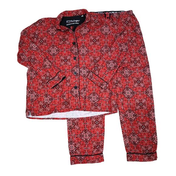 PJ Salvage Loungewear Flannels Pajama True Red Womens Large - Picture 1 of 8